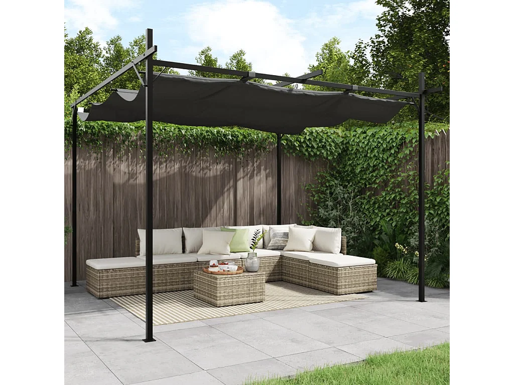 Pergola avec toit rétractable anthracite 295x292x230 cm