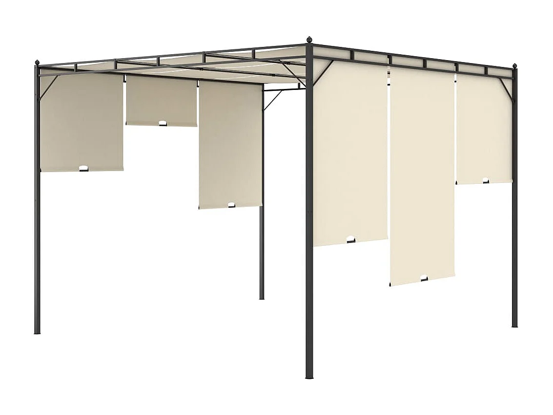Belvédère de jardin avec rideau latéral 3x3x2,25 m Crème