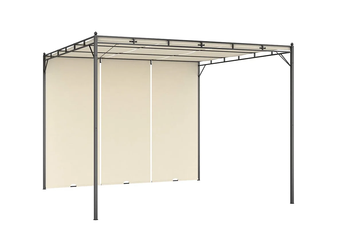 Gazebo da Giardino con Tenda Laterale 3x3x2,25m Crema