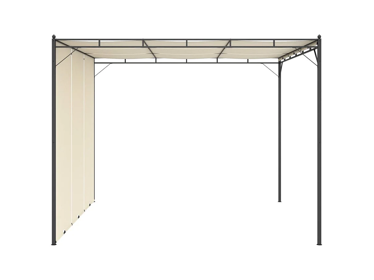 Gazebo da Giardino con Tenda Laterale 3x3x2,25m Crema