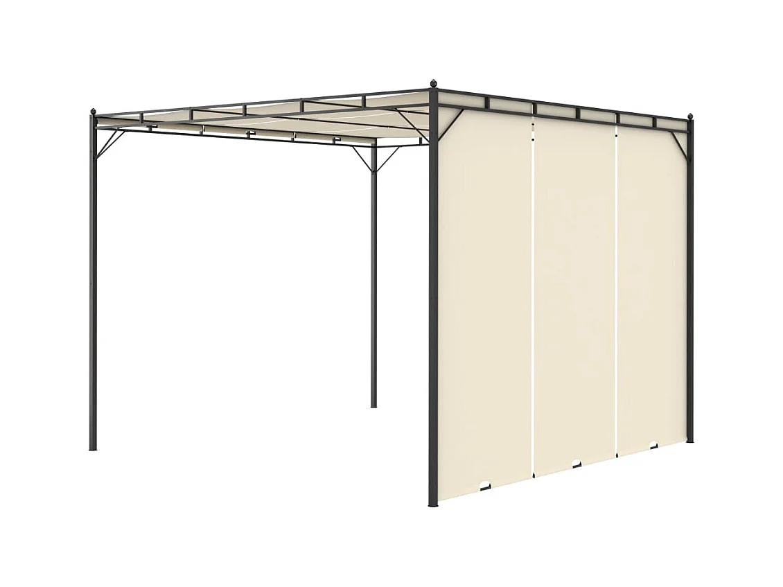 Gazebo da Giardino con Tenda Laterale 3x3x2,25m Crema