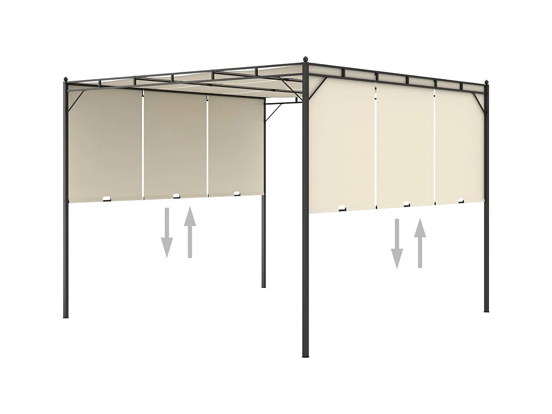 Gazebo da Giardino con Tenda Laterale 3x3x2,25m Crema