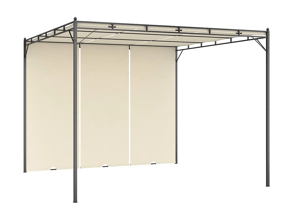 Gazebo da Giardino con Tenda Laterale 3x3x2,25m Crema