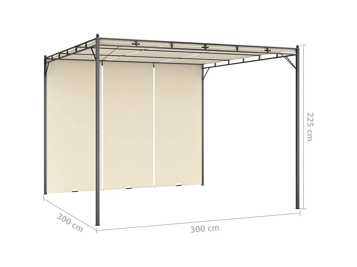 Gazebo da Giardino con Tenda Laterale 3x3x2,25m Crema