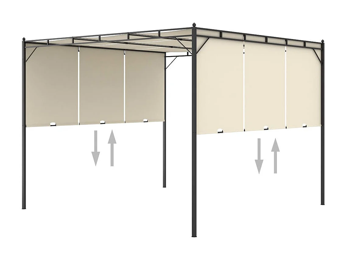 Gazebo da Giardino con Tenda Laterale 3x3x2,25m Crema