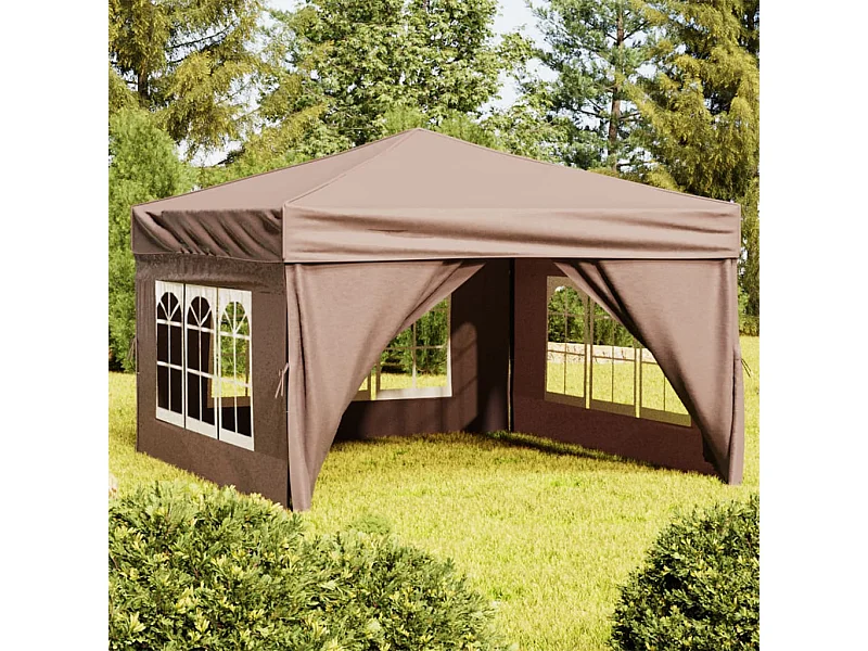 Partyzelt Faltbar mit Seitenwänden Taupe 3x3 m