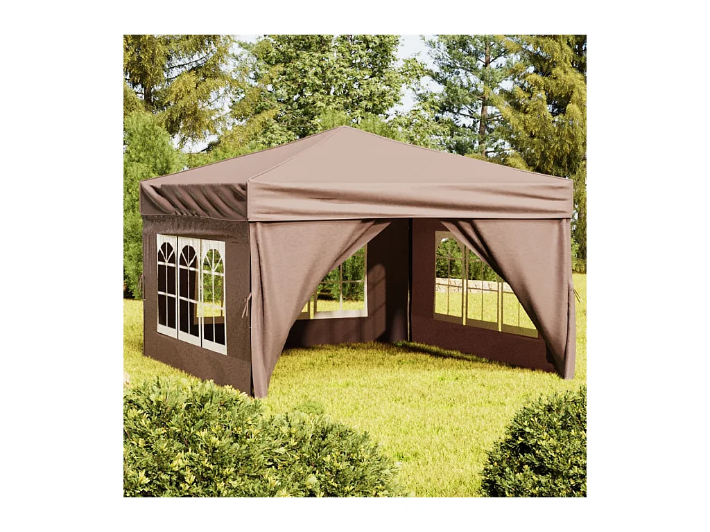 Partytent inklapbaar met zijwanden 3x3 m taupe