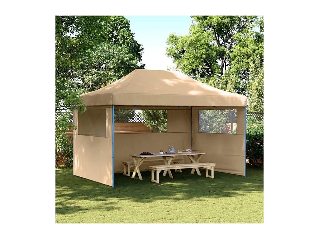Tente de réception pliable escamotable avec 3 parois latérales