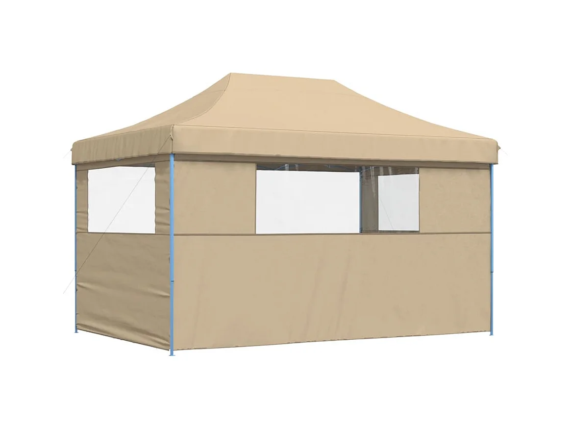 Tente de réception pliable escamotable avec 3 parois latérales