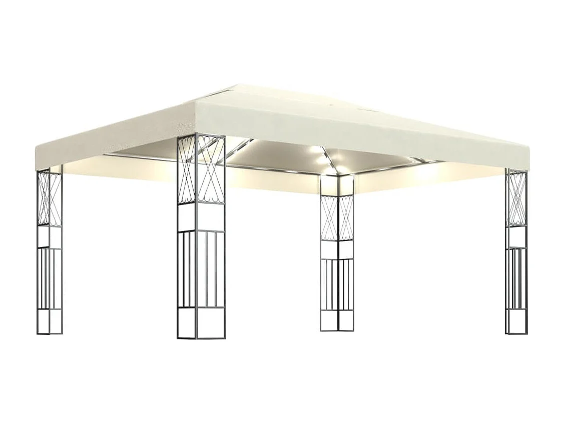 Tonnelle avec guirlande lumineuse à LED 3x4 m Crème Tissu