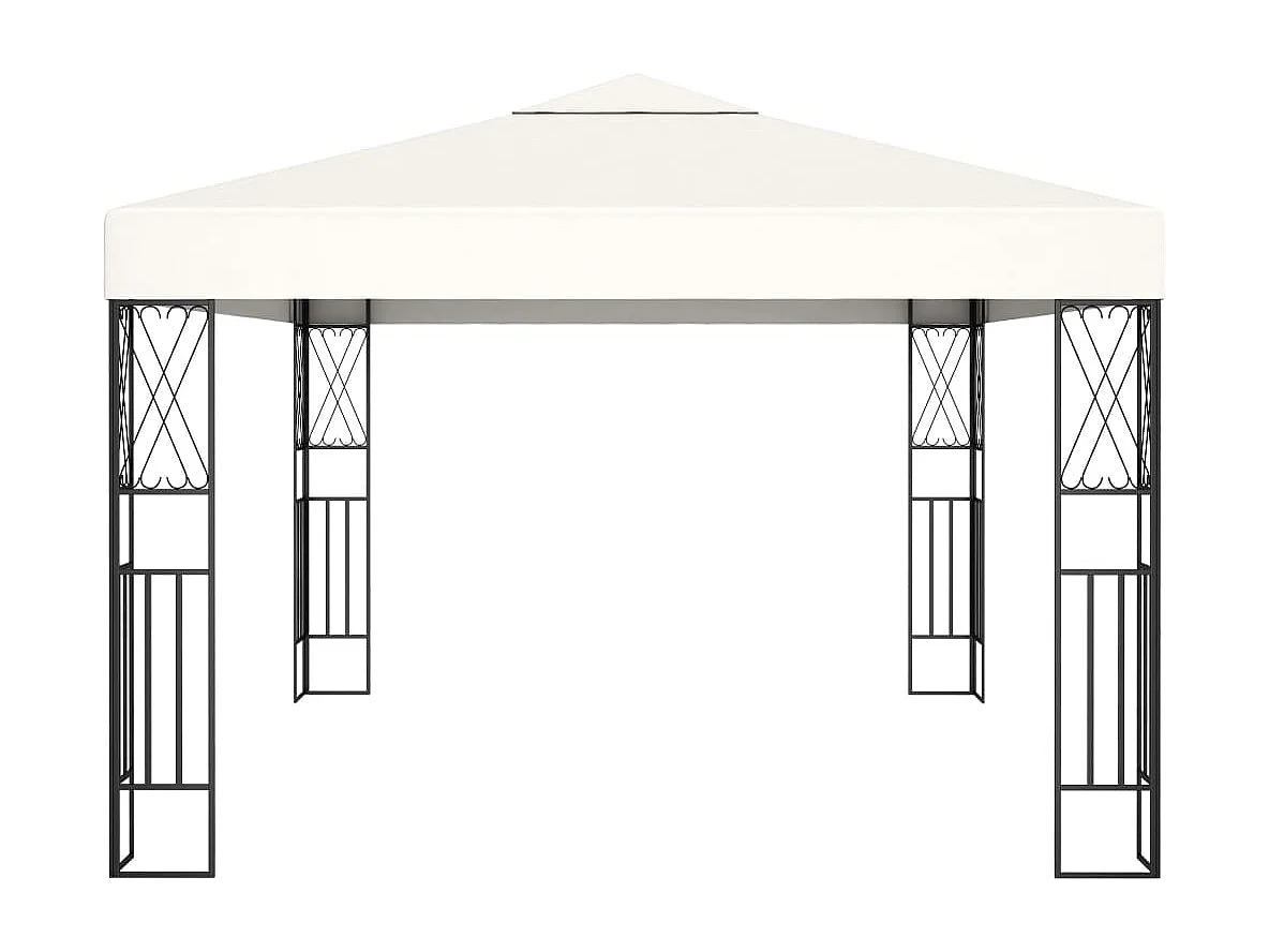 Tonnelle avec guirlande lumineuse à LED 3x4 m Crème Tissu