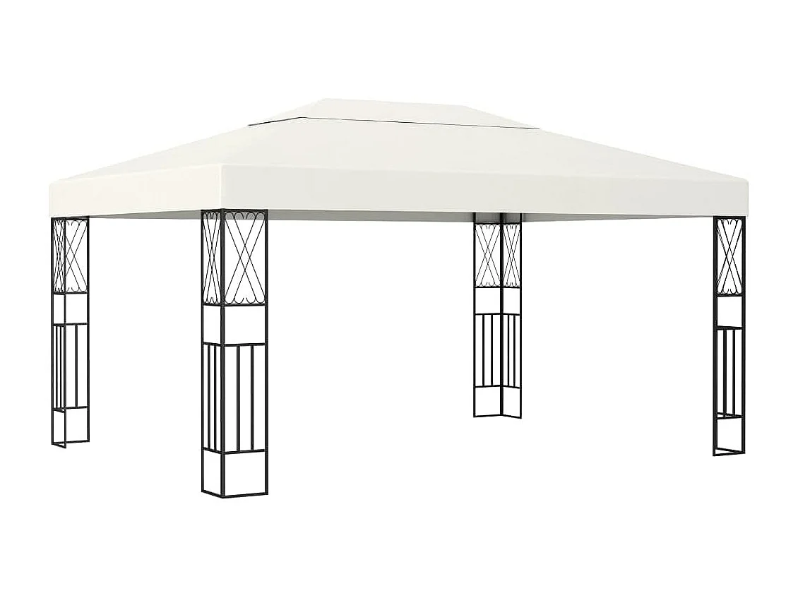 Tonnelle avec guirlande lumineuse à LED 3x4 m Crème Tissu