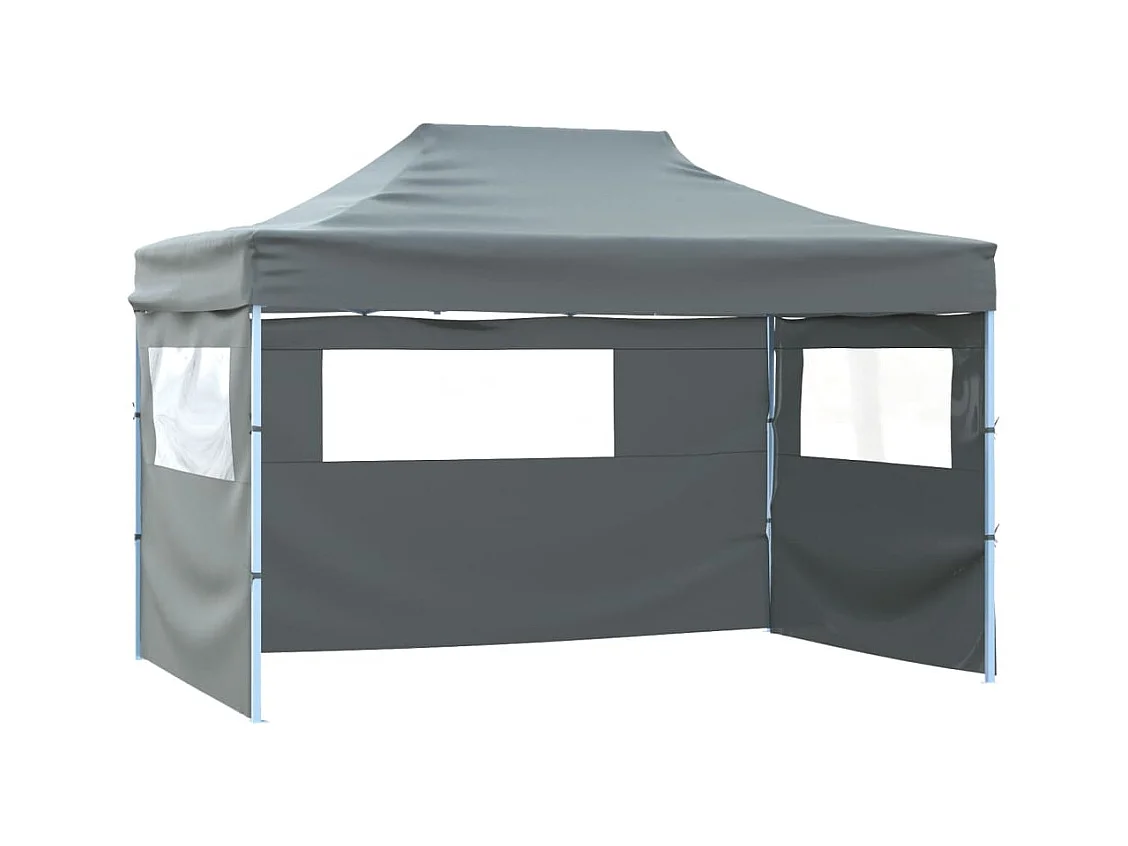 Tente de réception pliable avec 3 parois 3x4 m Acier Anthracite