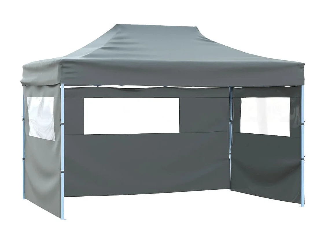 Gazebo Professionale Pieghevole 4 Pareti 3x4m Acciaio Antracite