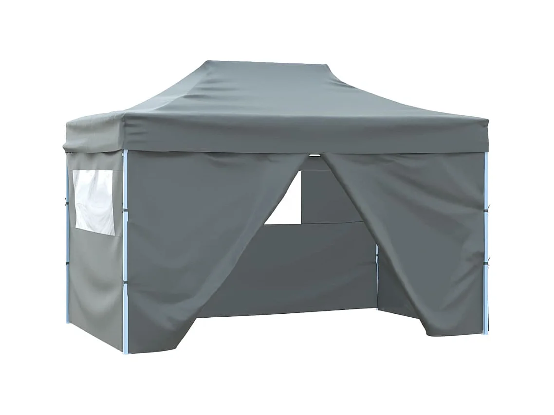 Tente de réception pliable avec 4 parois 3x4 m Acier Anthracite