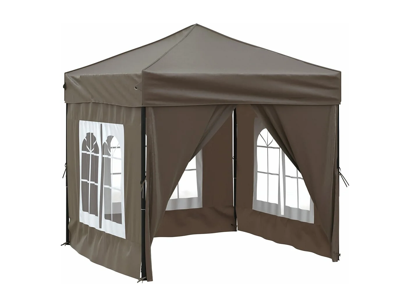 Carpa de fiesta plegable con paredes laterales gris taupe 2x2 m