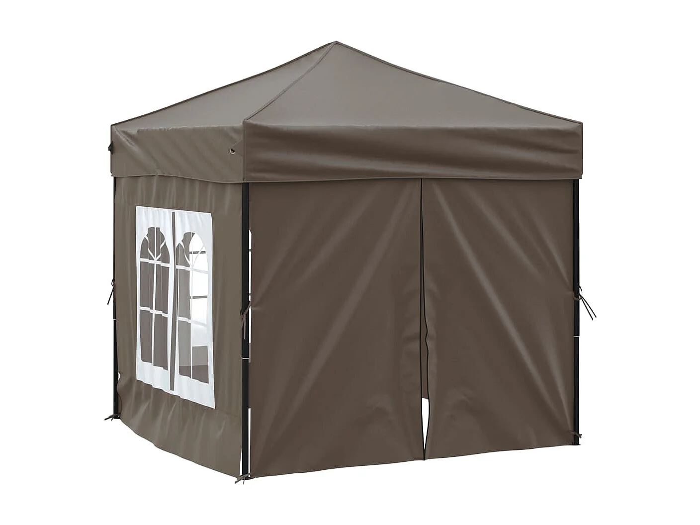 Carpa de fiesta plegable con paredes laterales gris taupe 2x2 m