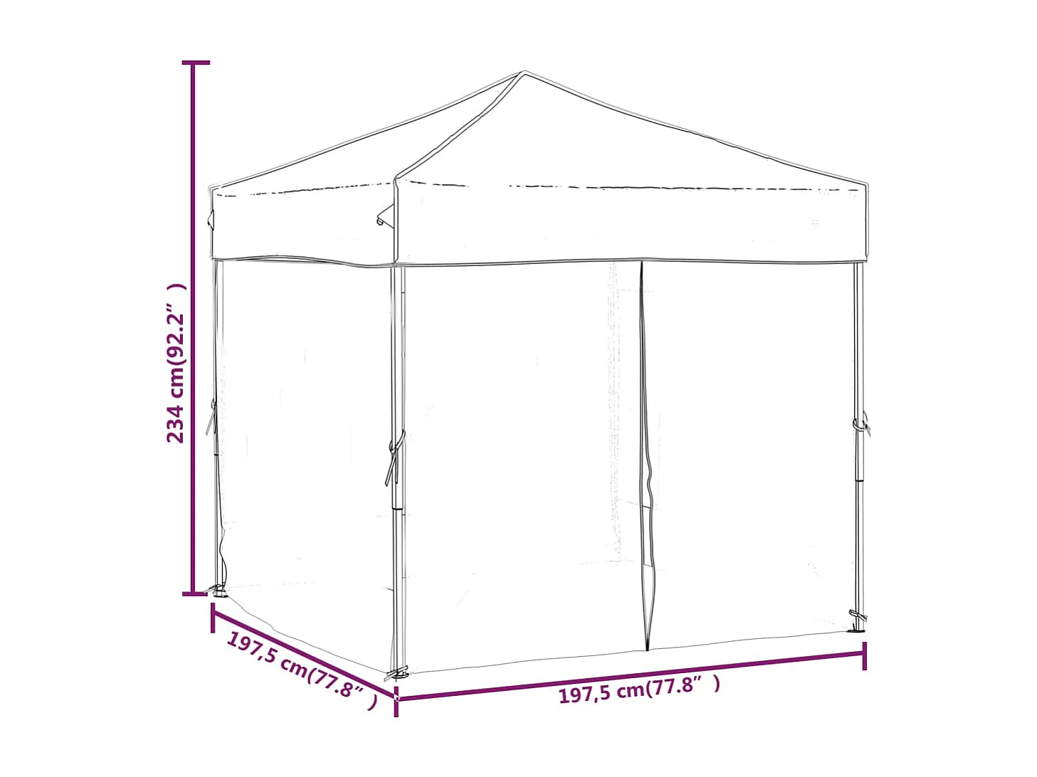 Carpa de fiesta plegable con paredes laterales gris taupe 2x2 m