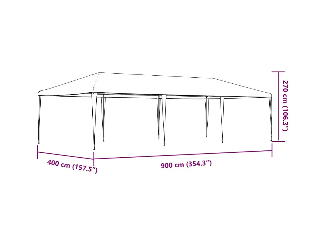 Tente de réception professionnelle 4x9 m Anthracite 90 g/m²