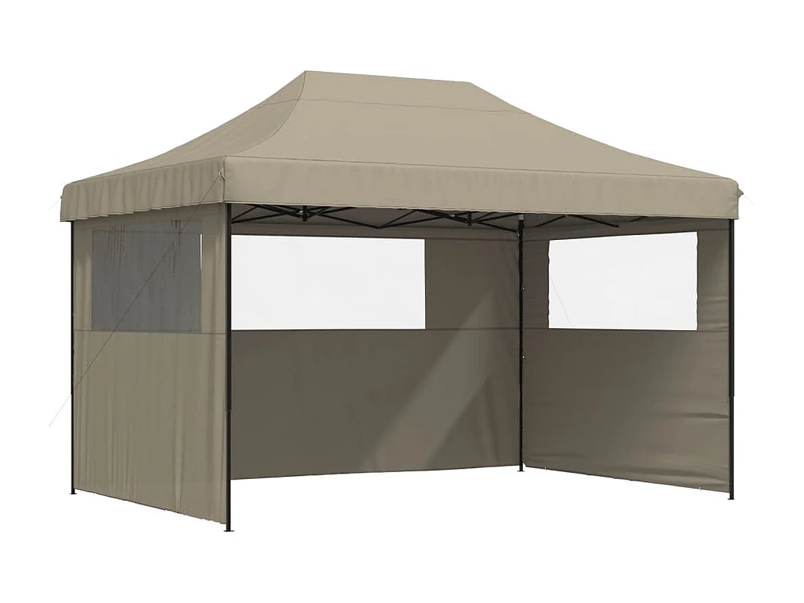 Tente de réception pliable escamotable 3 parois latérales taupe