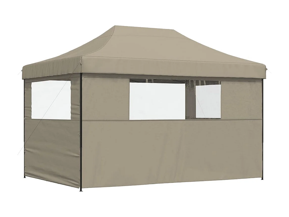 Tente de réception pliable escamotable 3 parois latérales taupe