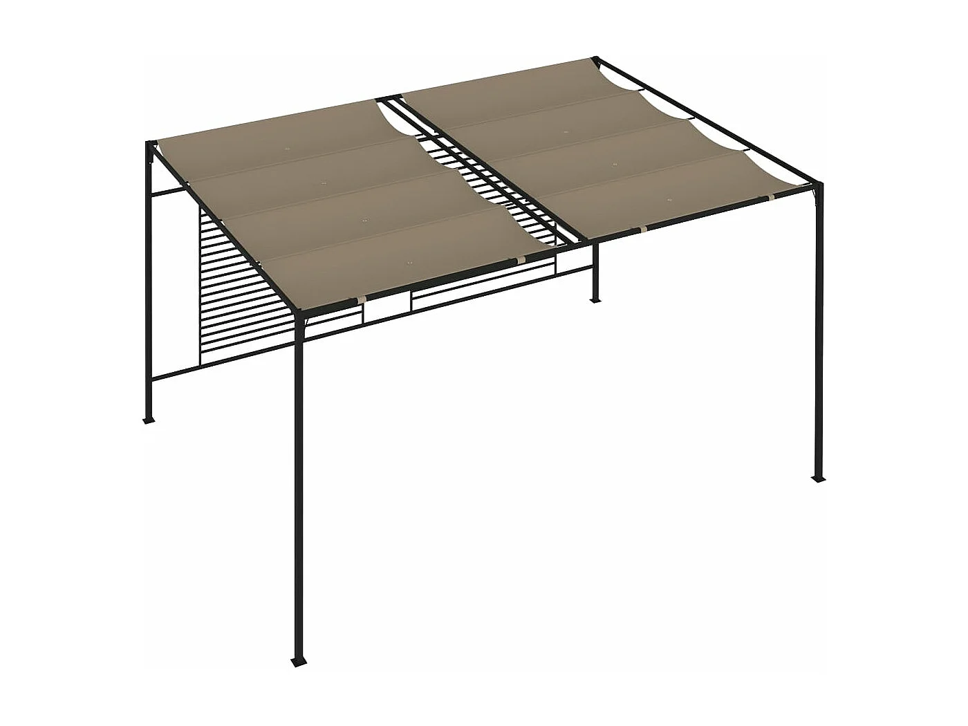 Gazebo c/ telhado retrátil 3x4x2,3 m 180 g/m² cinza-acastanhado