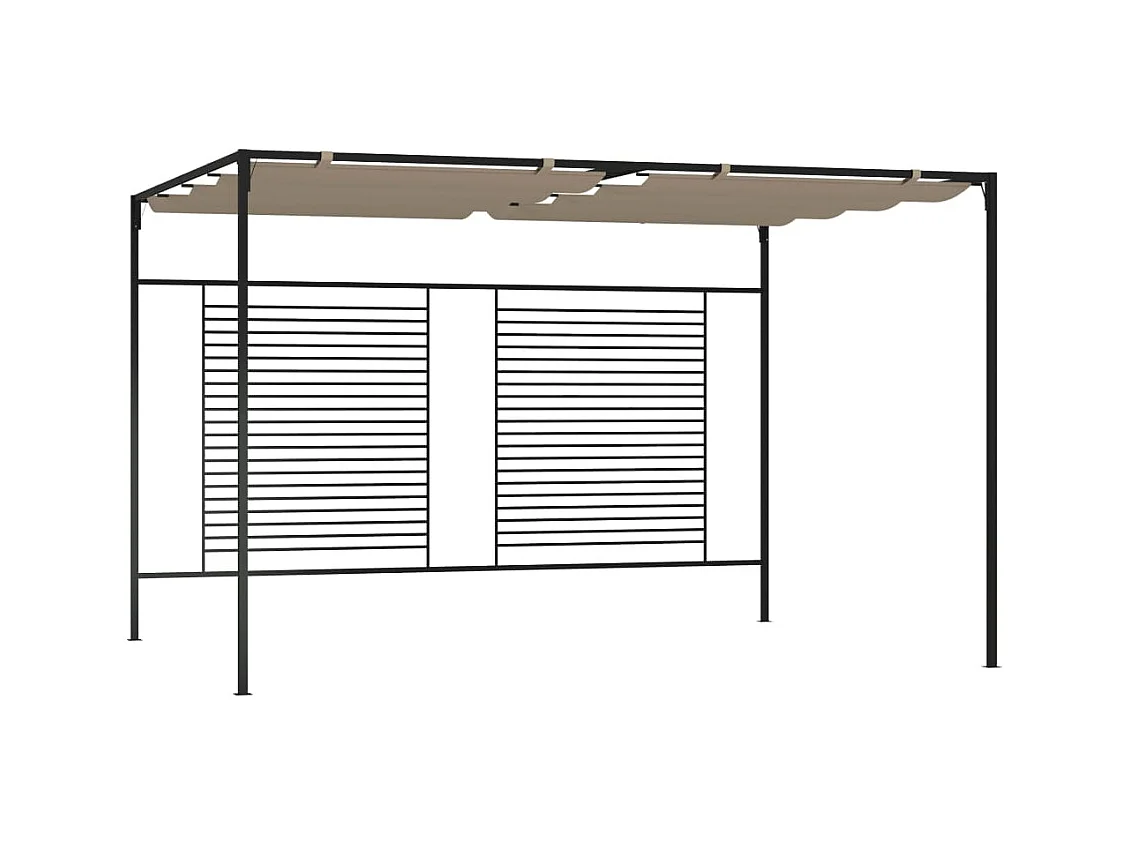 Belvédère avec auvent rétractable 3x4x2,3 m Taupe 180 g/m²