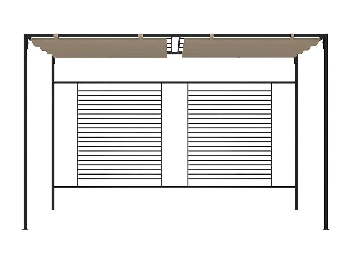 Cenador con techo retráctil gris taupe 3x4x2,3 m 180 g/m²