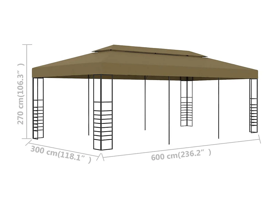Belvédère 6x3x2,7 m Taupe 180 g/m²