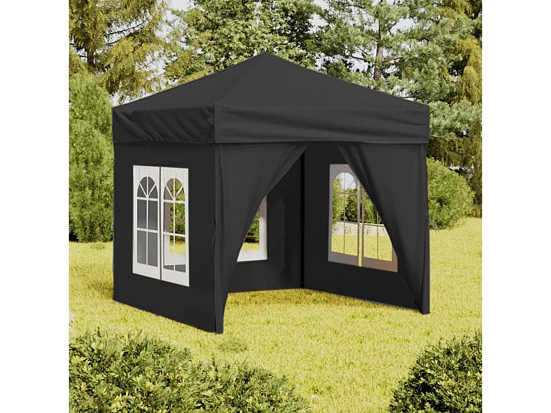 Carpa de fiesta plegable con paredes laterales antracita 2x2 m