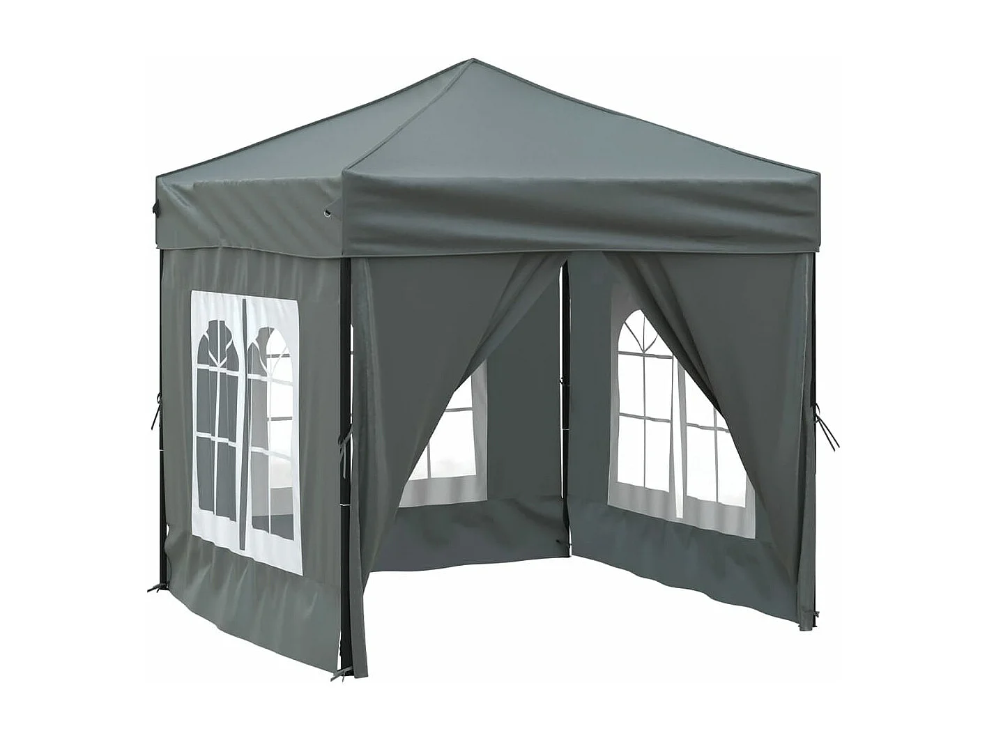 Partytent inklapbaar met zijwanden 2x2 m antracietkleurig