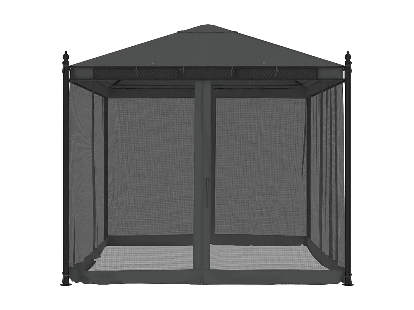 Tonnelle avec parois en filet anthracite 2,93x2,93 m acier