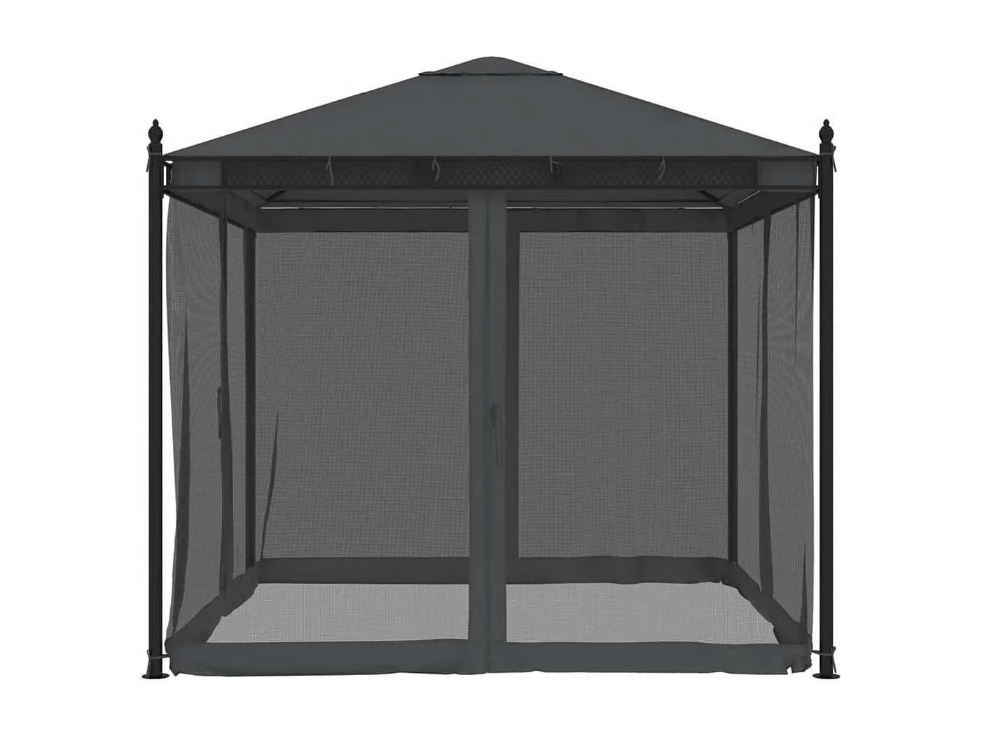 Tonnelle avec parois en filet anthracite 2,93x2,93 m acier