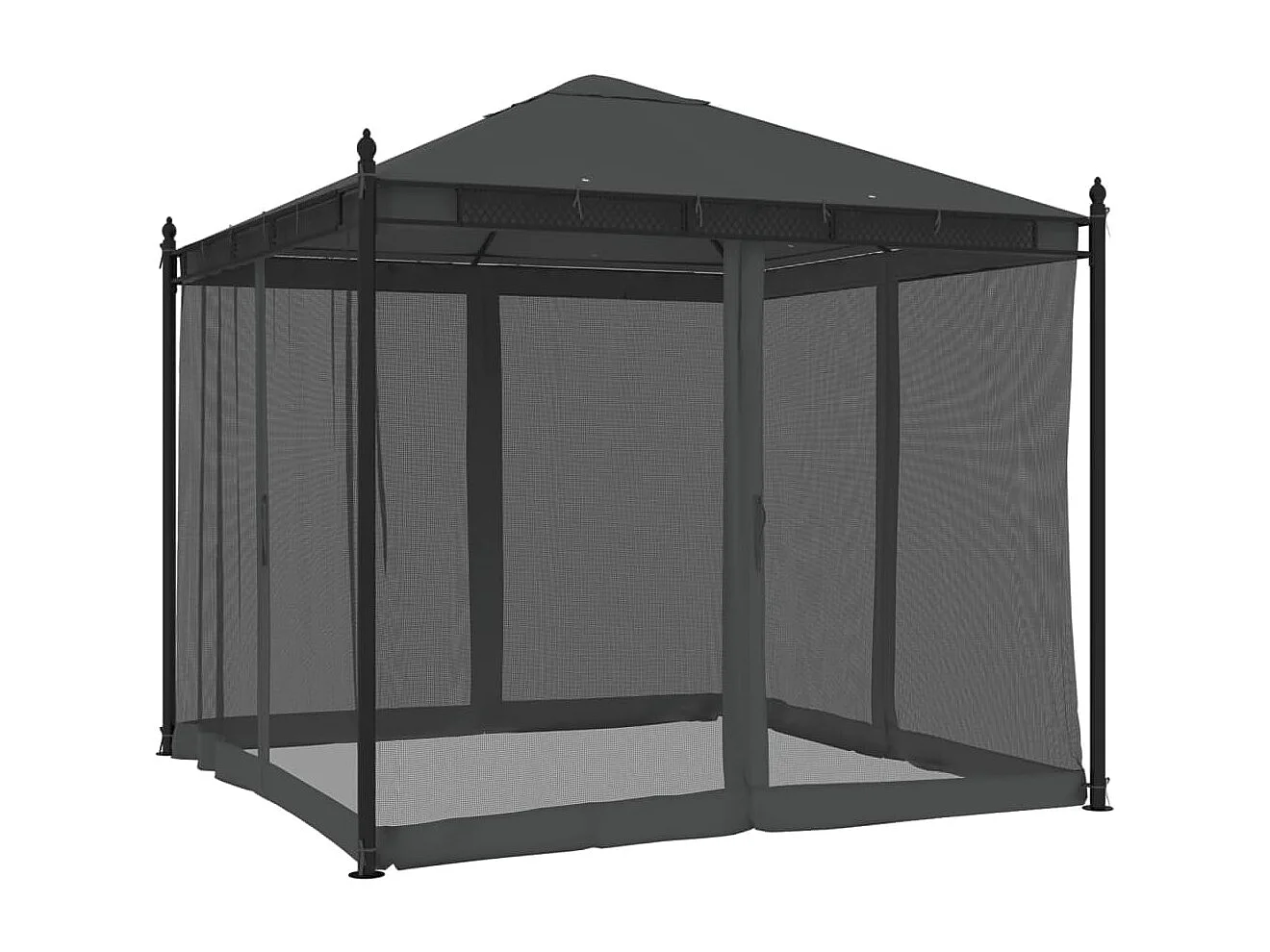 Tonnelle avec parois en filet anthracite 2,93x2,93 m acier