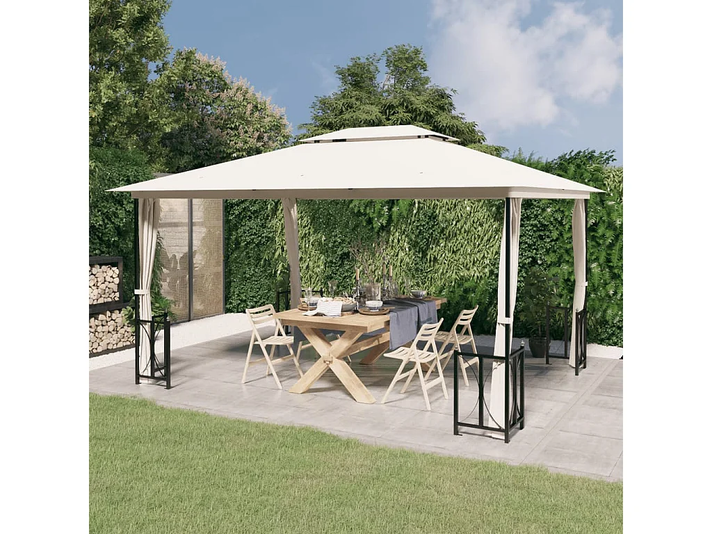 Tonnelle avec parois et toit double 3x4 m Crème