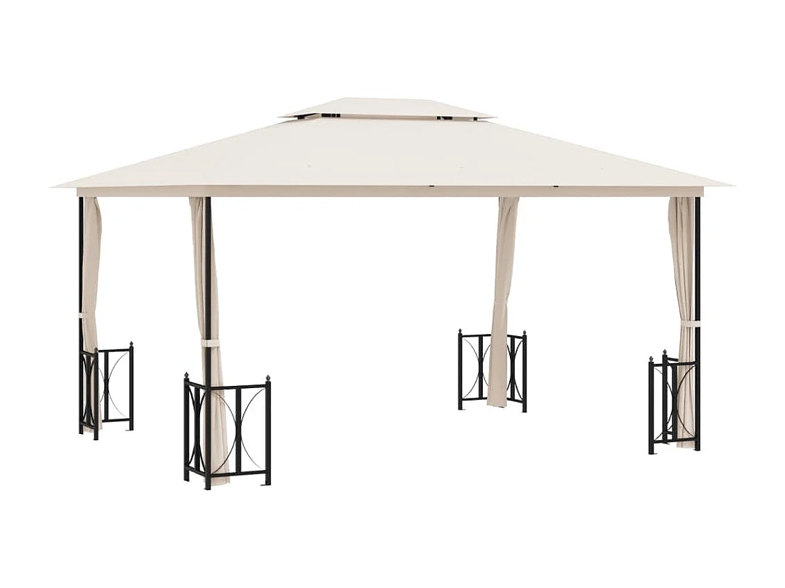 Tonnelle avec parois et toit double 3x4 m Crème