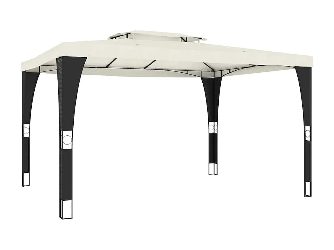 Tonnelle à double toit crème 3,98x2,98 m acier
