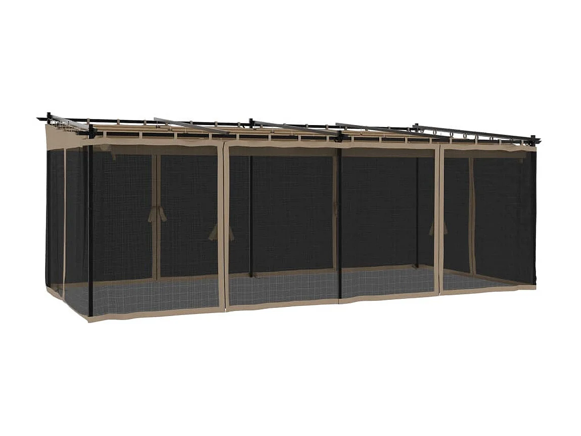 Tonnelle avec parois en filet taupe 6x3 m acier