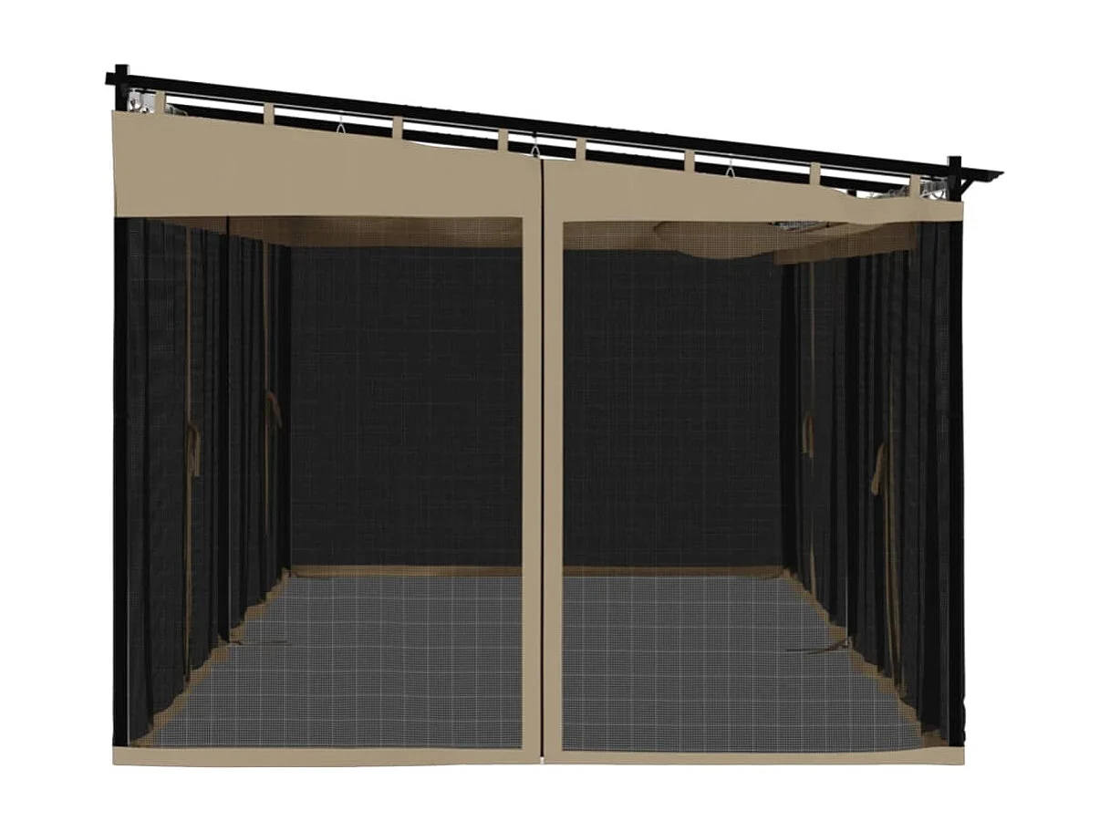 Tonnelle avec parois en filet taupe 6x3 m acier