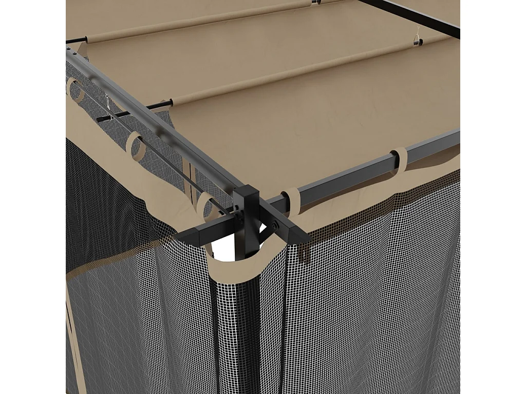 Tonnelle avec parois en filet taupe 6x3 m acier