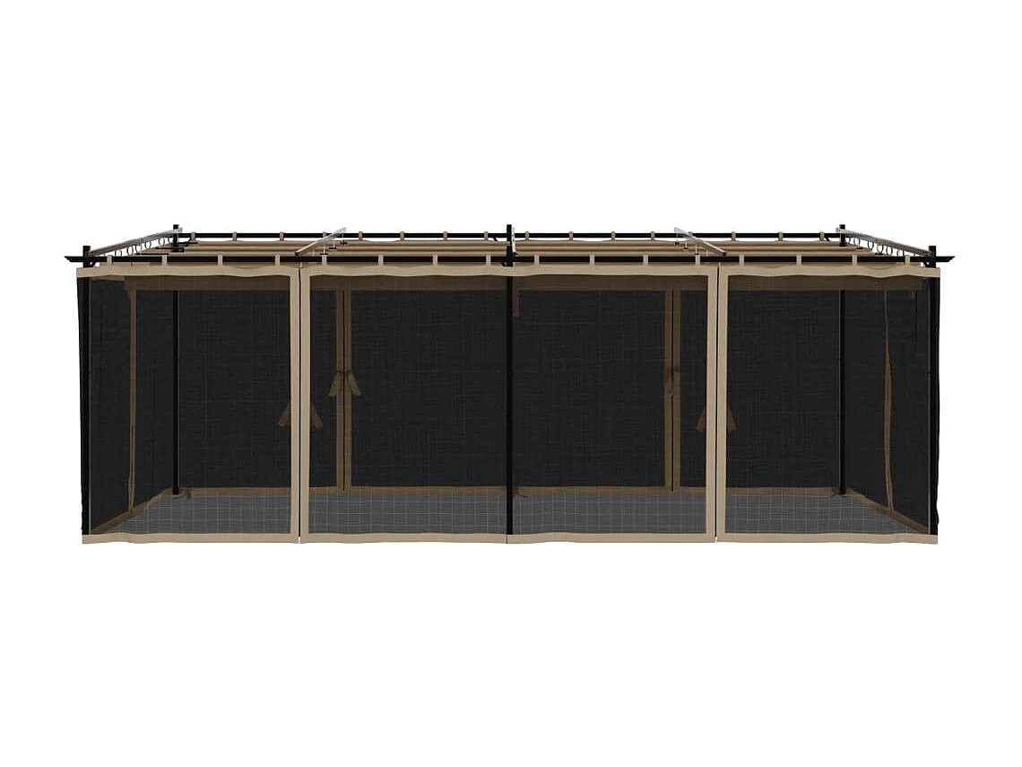 Tonnelle avec parois en filet taupe 6x3 m acier