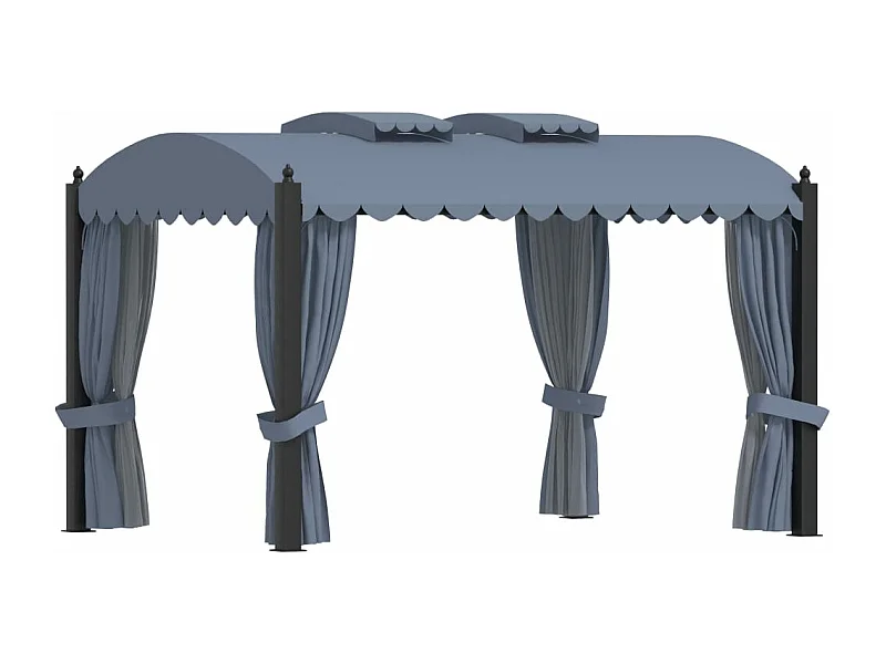 Gazebo con Tende 3x4 cm Antracite in Acciaio