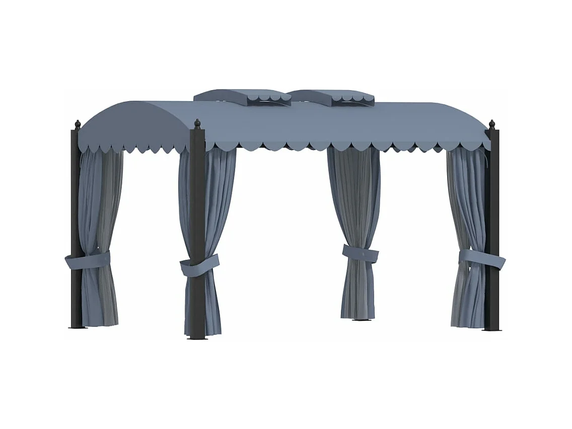 Tonnelle avec rideaux 3x4 m Anthracite Acier