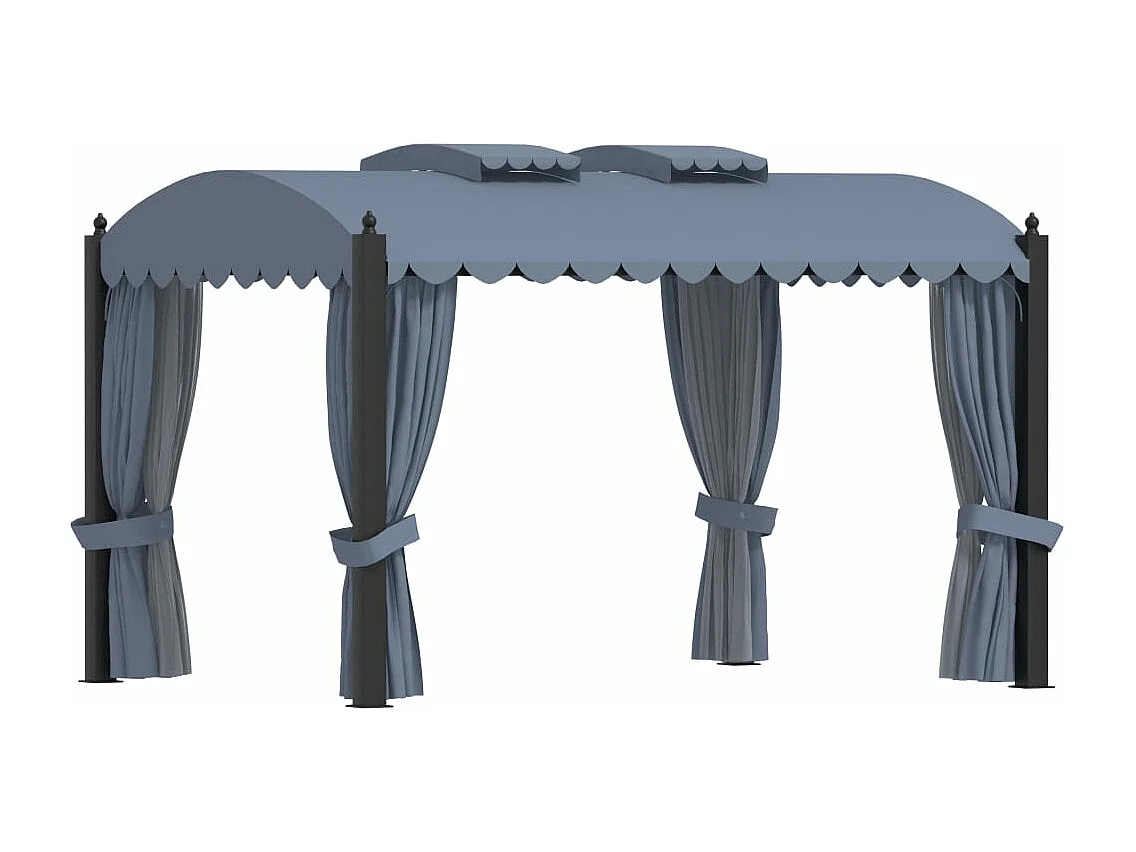 Tonnelle avec rideaux 3x4 m Anthracite Acier