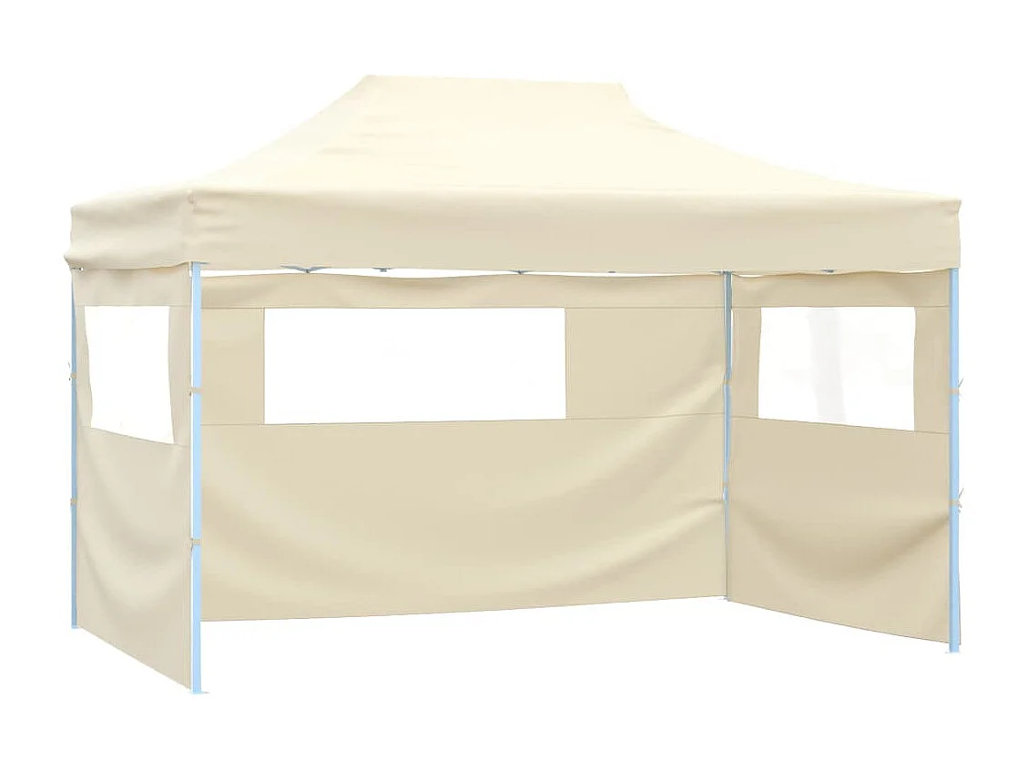 Tente pliable avec 4 parois latéraux 3 x 4,5 m Blanc crème