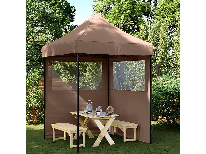 Tente de réception pliable escamotable avec 2 parois latérales