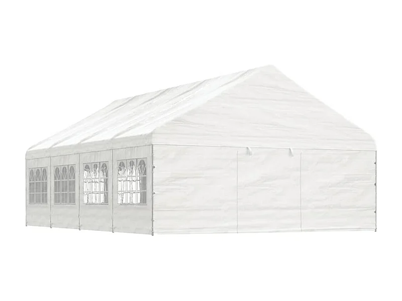 Gazebo con Tetto Bianco 8,92x5,88x3,75 m in Polietilene