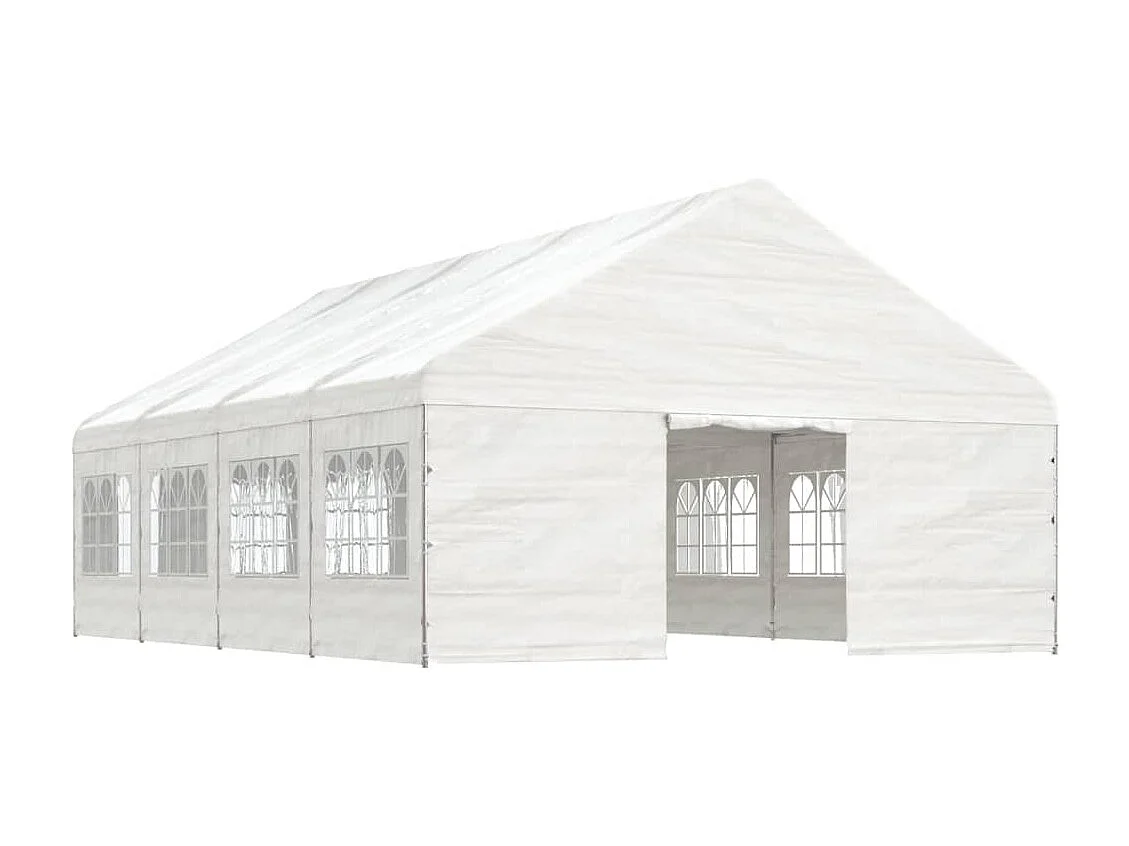 Gazebo con Tetto Bianco 8,92x5,88x3,75 m in Polietilene