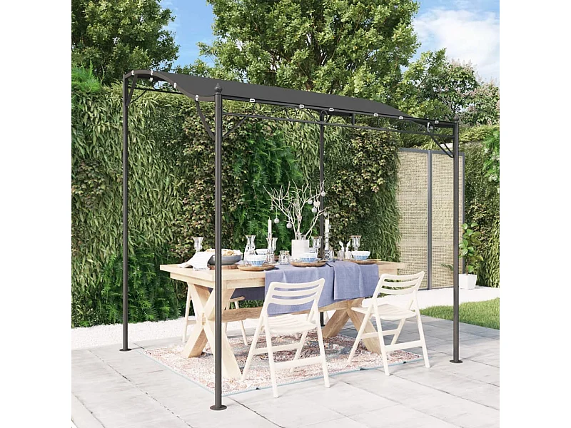 Auvent anthracite 2x2,3 m 180 g/m² tissu et acier