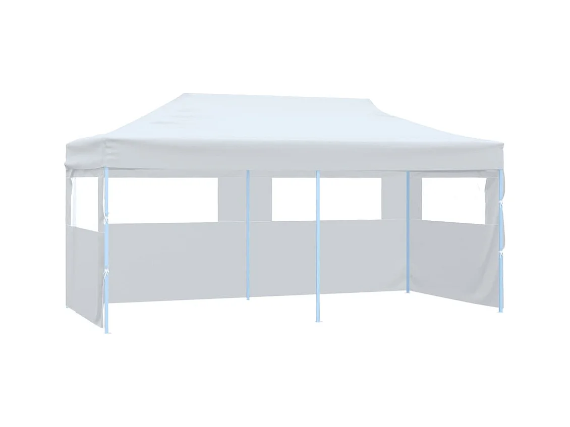 Tente de réception pliable avec parois 3 x 6 m Acier Blanc